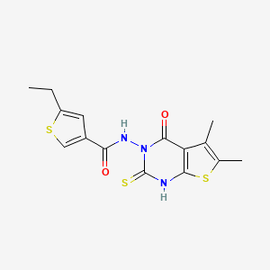 5-ethyl-N-(2-mercapto-5,6-dimethyl-4-oxothieno[2,3-d]pyrimidin-3(4H)-yl)-3-thiophenecarboxamide