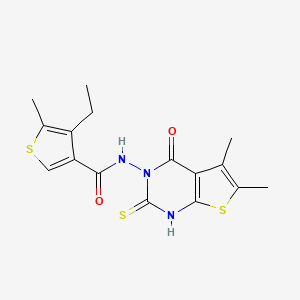 4-ethyl-N-(2-mercapto-5,6-dimethyl-4-oxothieno[2,3-d]pyrimidin-3(4H)-yl)-5-methyl-3-thiophenecarboxamide