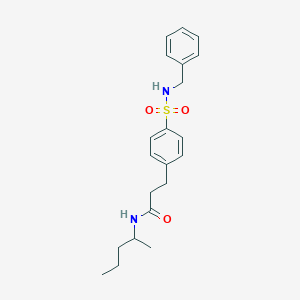 molecular formula C21H28N2O3S B426992 3-{4-[(benzylamino)sulfonyl]phenyl}-N-(1-methylbutyl)propanamide 