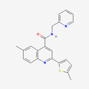 6-methyl-2-(5-methylthiophen-2-yl)-N-(pyridin-2-ylmethyl)quinoline-4-carboxamide