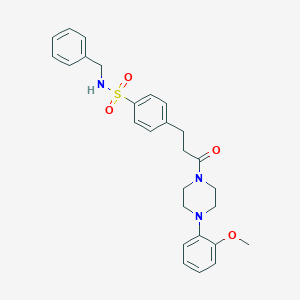 molecular formula C27H31N3O4S B426994 N-benzyl-4-{3-[4-(2-methoxyphenyl)-1-piperazinyl]-3-oxopropyl}benzenesulfonamide 