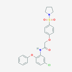 molecular formula C24H23ClN2O5S B426995 N-(5-chloro-2-phenoxyphenyl)-2-[4-(1-pyrrolidinylsulfonyl)phenoxy]acetamide 