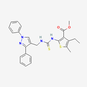 molecular formula C26H26N4O2S2 B4269951 methyl 2-[({[(1,3-diphenyl-1H-pyrazol-4-yl)methyl]amino}carbonothioyl)amino]-4-ethyl-5-methyl-3-thiophenecarboxylate 