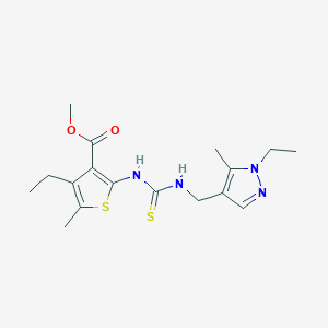 molecular formula C17H24N4O2S2 B4269954 methyl 4-ethyl-2-[({[(1-ethyl-5-methyl-1H-pyrazol-4-yl)methyl]amino}carbonothioyl)amino]-5-methyl-3-thiophenecarboxylate 