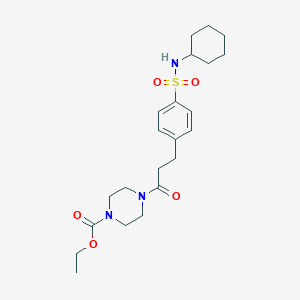 molecular formula C22H33N3O5S B426996 Ethyl 4-(3-{4-[(cyclohexylamino)sulfonyl]phenyl}propanoyl)-1-piperazinecarboxylate 
