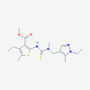 molecular formula C18H26N4O2S2 B4269965 methyl 4-ethyl-2-({[[(1-ethyl-5-methyl-1H-pyrazol-4-yl)methyl](methyl)amino]carbonothioyl}amino)-5-methyl-3-thiophenecarboxylate 