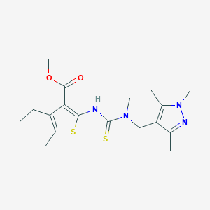 molecular formula C18H26N4O2S2 B4269967 methyl 4-ethyl-5-methyl-2-[({methyl[(1,3,5-trimethyl-1H-pyrazol-4-yl)methyl]amino}carbonothioyl)amino]-3-thiophenecarboxylate 