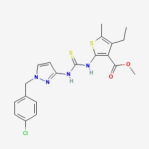 molecular formula C20H21ClN4O2S2 B4269996 methyl 2-[({[1-(4-chlorobenzyl)-1H-pyrazol-3-yl]amino}carbonothioyl)amino]-4-ethyl-5-methyl-3-thiophenecarboxylate 