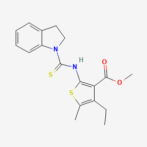 molecular formula C18H20N2O2S2 B4270003 methyl 2-[(2,3-dihydro-1H-indol-1-ylcarbonothioyl)amino]-4-ethyl-5-methyl-3-thiophenecarboxylate 