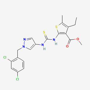 molecular formula C20H20Cl2N4O2S2 B4270010 methyl 2-[({[1-(2,4-dichlorobenzyl)-1H-pyrazol-4-yl]amino}carbonothioyl)amino]-4-ethyl-5-methyl-3-thiophenecarboxylate 