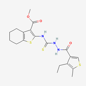 molecular formula C19H23N3O3S3 B4270057 methyl 2-[({2-[(4-ethyl-5-methyl-3-thienyl)carbonyl]hydrazino}carbonothioyl)amino]-4,5,6,7-tetrahydro-1-benzothiophene-3-carboxylate 