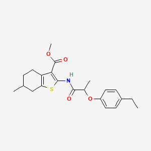 molecular formula C22H27NO4S B4270059 methyl 2-{[2-(4-ethylphenoxy)propanoyl]amino}-6-methyl-4,5,6,7-tetrahydro-1-benzothiophene-3-carboxylate 