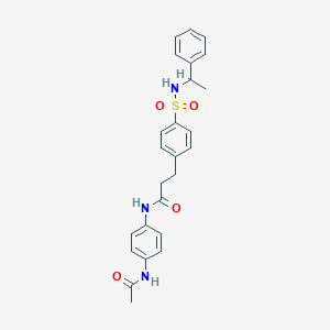 molecular formula C25H27N3O4S B427006 N-[4-(acetylamino)phenyl]-3-(4-{[(1-phenylethyl)amino]sulfonyl}phenyl)propanamide 