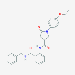 molecular formula C27H27N3O4 B427009 N-{2-[(benzylamino)carbonyl]phenyl}-1-(4-ethoxyphenyl)-5-oxo-3-pyrrolidinecarboxamide 