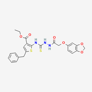 molecular formula C24H23N3O6S2 B4270096 ethyl 2-[({2-[(1,3-benzodioxol-5-yloxy)acetyl]hydrazino}carbonothioyl)amino]-5-benzyl-3-thiophenecarboxylate 