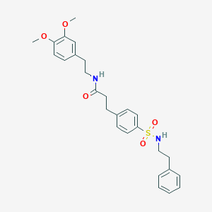 molecular formula C27H32N2O5S B427013 N-[2-(3,4-dimethoxyphenyl)ethyl]-3-(4-{[(2-phenylethyl)amino]sulfonyl}phenyl)propanamide 