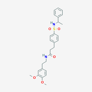 molecular formula C27H32N2O5S B427014 N-[2-(3,4-dimethoxyphenyl)ethyl]-3-(4-{[(1-phenylethyl)amino]sulfonyl}phenyl)propanamide 