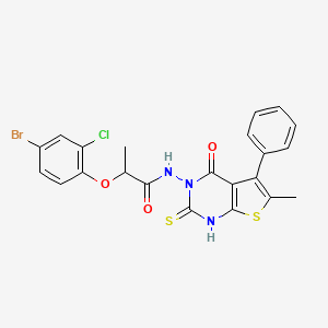 molecular formula C22H17BrClN3O3S2 B4270158 2-(4-bromo-2-chlorophenoxy)-N-(2-mercapto-6-methyl-4-oxo-5-phenylthieno[2,3-d]pyrimidin-3(4H)-yl)propanamide 