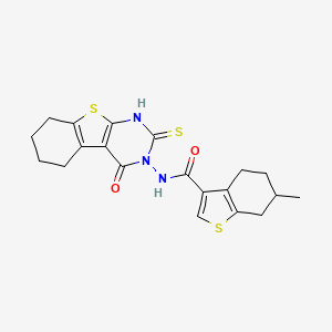 molecular formula C20H21N3O2S3 B4270167 N-(2-mercapto-4-oxo-5,6,7,8-tetrahydro[1]benzothieno[2,3-d]pyrimidin-3(4H)-yl)-6-methyl-4,5,6,7-tetrahydro-1-benzothiophene-3-carboxamide 