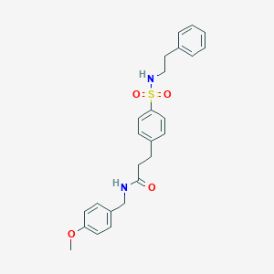 molecular formula C25H28N2O4S B427019 N-(4-methoxybenzyl)-3-(4-{[(2-phenylethyl)amino]sulfonyl}phenyl)propanamide 