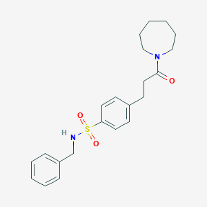 molecular formula C22H28N2O3S B427023 4-[3-(1-azepanyl)-3-oxopropyl]-N-benzylbenzenesulfonamide 