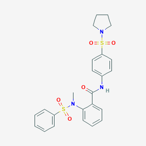 molecular formula C24H25N3O5S2 B427024 2-[methyl(phenylsulfonyl)amino]-N-[4-(1-pyrrolidinylsulfonyl)phenyl]benzamide 