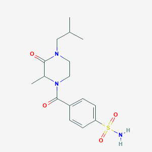 molecular formula C16H23N3O4S B4270245 4-[(4-isobutyl-2-methyl-3-oxo-1-piperazinyl)carbonyl]benzenesulfonamide 