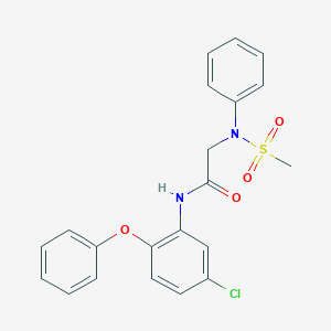 molecular formula C21H19ClN2O4S B427025 N-(5-chloro-2-phenoxyphenyl)-N~2~-(methylsulfonyl)-N~2~-phenylglycinamide 