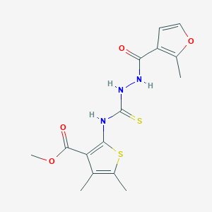 molecular formula C15H17N3O4S2 B4270284 methyl 4,5-dimethyl-2-({[2-(2-methyl-3-furoyl)hydrazino]carbonothioyl}amino)-3-thiophenecarboxylate 