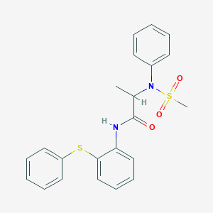 molecular formula C22H22N2O3S2 B427035 2-[(methylsulfonyl)anilino]-N-[2-(phenylsulfanyl)phenyl]propanamide 