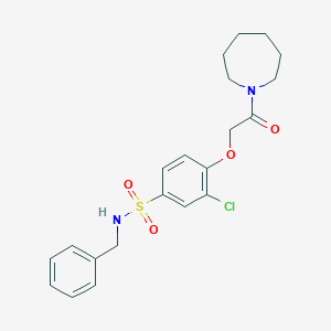molecular formula C21H25ClN2O4S B427036 4-[2-(1-azepanyl)-2-oxoethoxy]-N-benzyl-3-chlorobenzenesulfonamide 