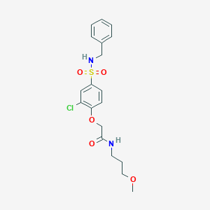 molecular formula C19H23ClN2O5S B427037 2-{4-[(benzylamino)sulfonyl]-2-chlorophenoxy}-N-(3-methoxypropyl)acetamide 
