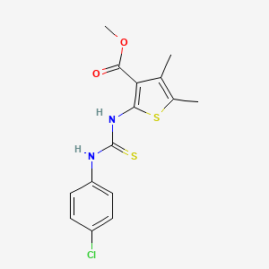 molecular formula C15H15ClN2O2S2 B4270428 methyl 2-({[(4-chlorophenyl)amino]carbonothioyl}amino)-4,5-dimethyl-3-thiophenecarboxylate 