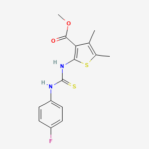 molecular formula C15H15FN2O2S2 B4270449 methyl 2-({[(4-fluorophenyl)amino]carbonothioyl}amino)-4,5-dimethyl-3-thiophenecarboxylate 