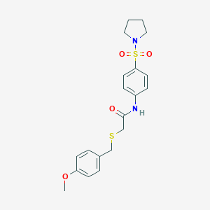 molecular formula C20H24N2O4S2 B427046 2-[(4-methoxybenzyl)sulfanyl]-N-[4-(1-pyrrolidinylsulfonyl)phenyl]acetamide 