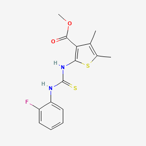 molecular formula C15H15FN2O2S2 B4270461 methyl 2-({[(2-fluorophenyl)amino]carbonothioyl}amino)-4,5-dimethyl-3-thiophenecarboxylate 