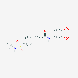 molecular formula C21H26N2O5S B427049 3-(4-tert-Butylsulfamoyl-phenyl)-N-(2,3-dihydro-benzo[1,4]dioxin-6-yl)-propionamide 