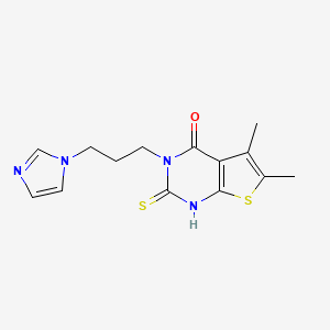 molecular formula C14H16N4OS2 B4270547 3-[3-(1H-imidazol-1-yl)propyl]-2-mercapto-5,6-dimethylthieno[2,3-d]pyrimidin-4(3H)-one 