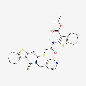 molecular formula C30H32N4O4S3 B4270604 isopropyl 2-[({[4-oxo-3-(4-pyridinylmethyl)-3,4,5,6,7,8-hexahydro[1]benzothieno[2,3-d]pyrimidin-2-yl]thio}acetyl)amino]-4,5,6,7-tetrahydro-1-benzothiophene-3-carboxylate 