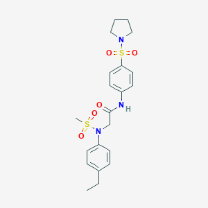 molecular formula C21H27N3O5S2 B427064 2-[4-ethyl(methylsulfonyl)anilino]-N-[4-(1-pyrrolidinylsulfonyl)phenyl]acetamide 