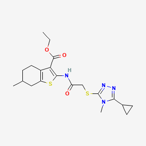 ethyl 2-({[(5-cyclopropyl-4-methyl-4H-1,2,4-triazol-3-yl)sulfanyl]acetyl}amino)-6-methyl-4,5,6,7-tetrahydro-1-benzothiophene-3-carboxylate