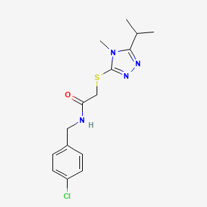 molecular formula C15H19ClN4OS B4270684 N-(4-CHLOROBENZYL)-2-[(5-ISOPROPYL-4-METHYL-4H-1,2,4-TRIAZOL-3-YL)SULFANYL]ACETAMIDE 