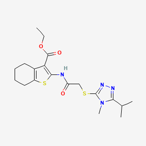 molecular formula C19H26N4O3S2 B4270690 ethyl 2-({[(5-isopropyl-4-methyl-4H-1,2,4-triazol-3-yl)thio]acetyl}amino)-4,5,6,7-tetrahydro-1-benzothiophene-3-carboxylate 