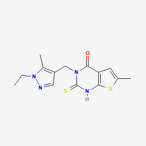 3-[(1-ethyl-5-methyl-1H-pyrazol-4-yl)methyl]-2-mercapto-6-methylthieno[2,3-d]pyrimidin-4(3H)-one