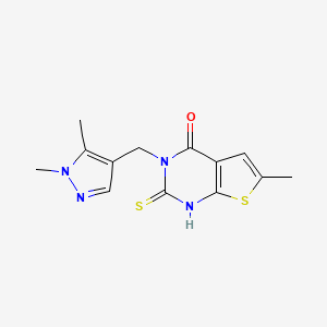 3-[(1,5-dimethyl-1H-pyrazol-4-yl)methyl]-2-mercapto-6-methylthieno[2,3-d]pyrimidin-4(3H)-one