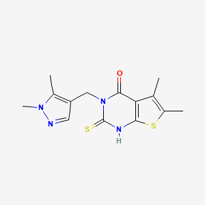 3-[(1,5-dimethyl-1H-pyrazol-4-yl)methyl]-2-mercapto-5,6-dimethylthieno[2,3-d]pyrimidin-4(3H)-one