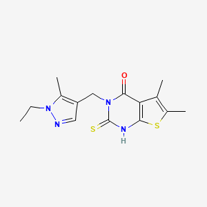 3-[(1-ethyl-5-methyl-1H-pyrazol-4-yl)methyl]-2-mercapto-5,6-dimethylthieno[2,3-d]pyrimidin-4(3H)-one