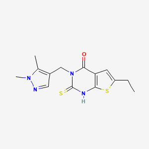 3-[(1,5-dimethyl-1H-pyrazol-4-yl)methyl]-6-ethyl-2-mercaptothieno[2,3-d]pyrimidin-4(3H)-one