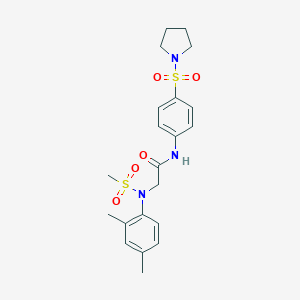 molecular formula C21H27N3O5S2 B427075 2-[2,4-dimethyl(methylsulfonyl)anilino]-N-[4-(1-pyrrolidinylsulfonyl)phenyl]acetamide 