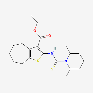 molecular formula C20H30N2O2S2 B4270755 ethyl 2-{[(2,6-dimethylpiperidin-1-yl)carbonothioyl]amino}-5,6,7,8-tetrahydro-4H-cyclohepta[b]thiophene-3-carboxylate 